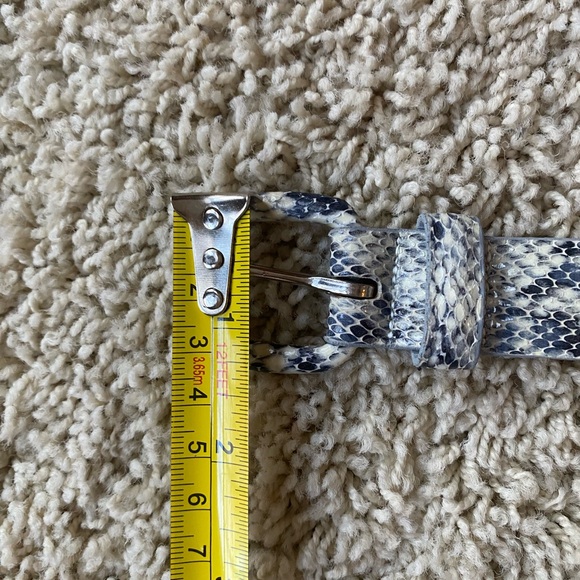 Talbots Calfskin Leather Belt Black Grey Snakeskin Look Medium - Picture 8 of 9